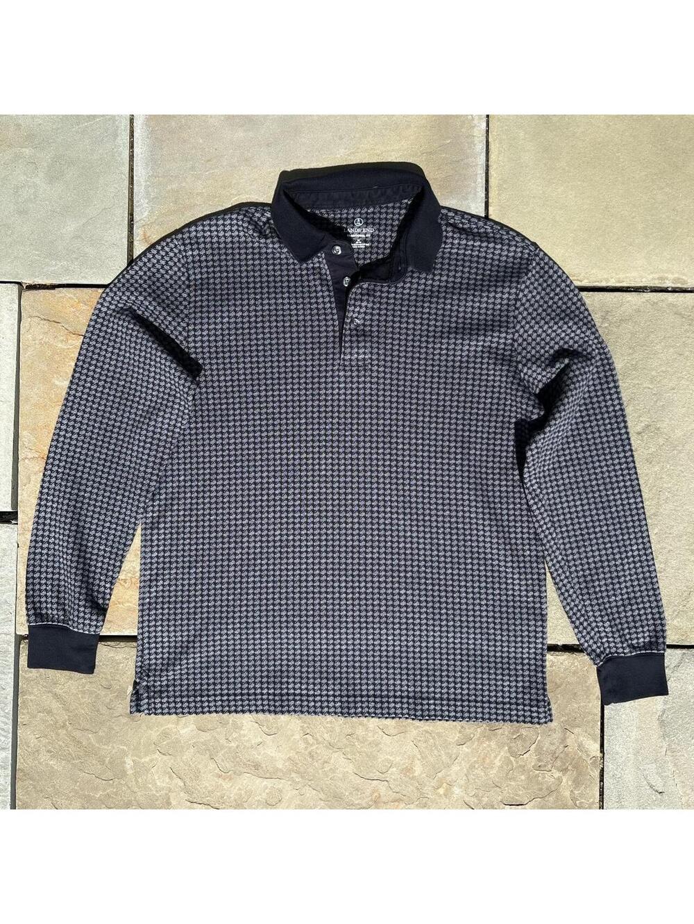 Houndstooth Pattern Rugby Black/Grey